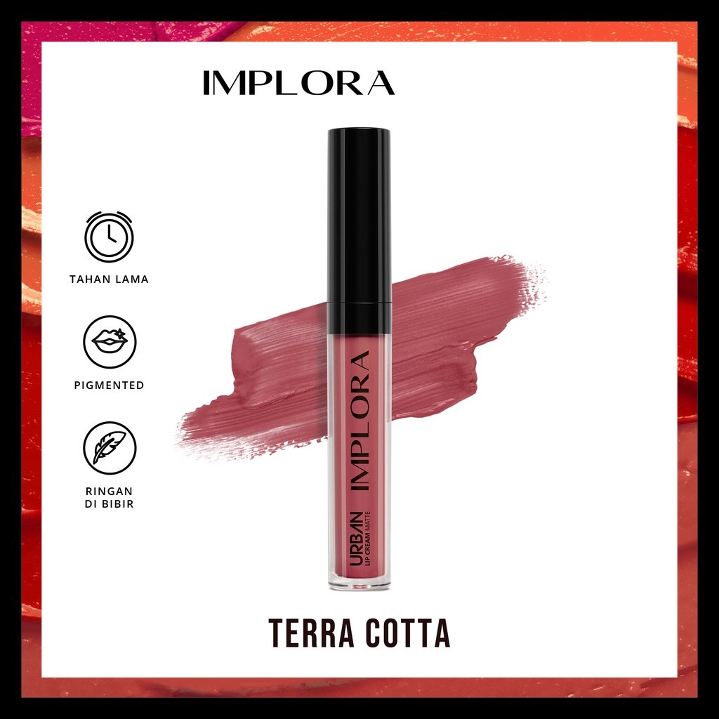 IMPLORA Urban Lip Cream Matte Original BPOM - Best Seller Kosmetik Lipcream Surabaya-02 Terra Cotta