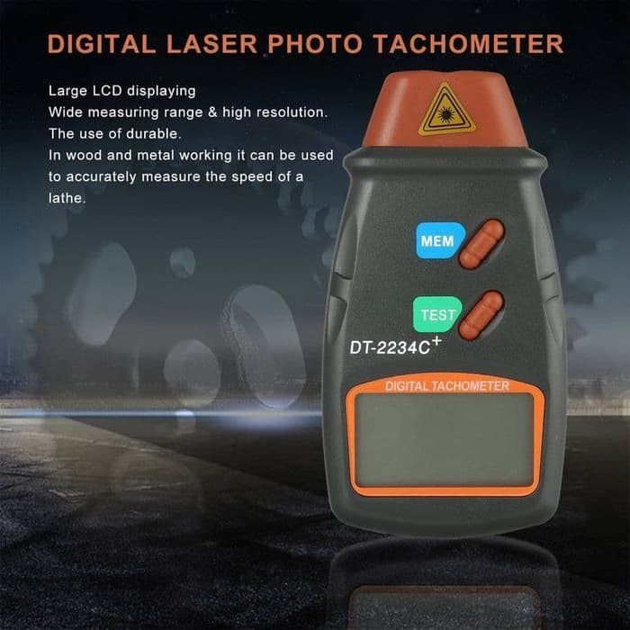 LCD Digital Laser Photo Tachometer 2.5-100000 RPM DT 2234C+ Black