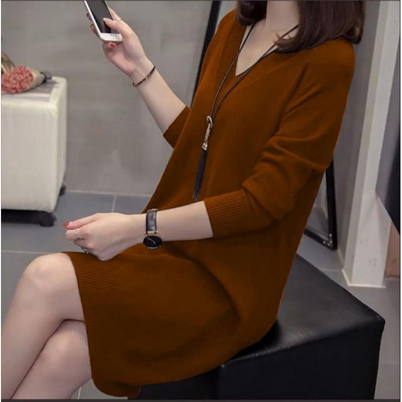 MDLV ~ DRESS VYREA RAJUT DRESS RAJUT KOREA DRESS RAJUT LENGAN PANJANG FASHION WANITA
