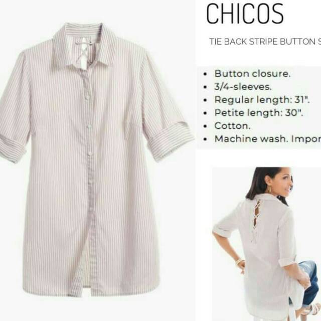 Blouse katun big size strip back laceup chicos