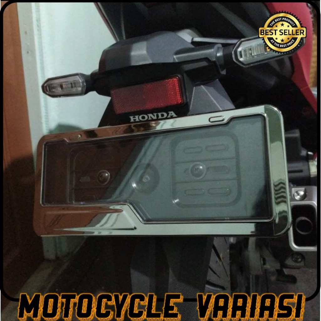 Cover tempat plat nomor motor TGP icon black chrome universal