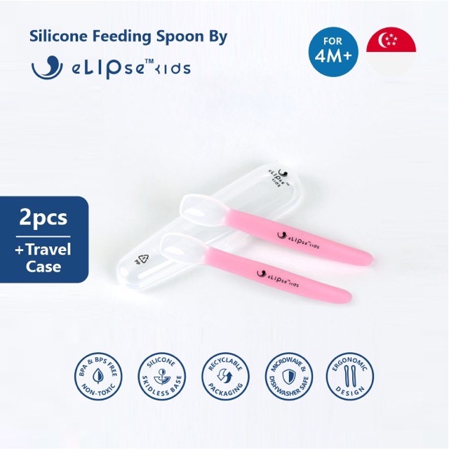 Elipse Kids Silicone Feeding Spoons with Travel Case - Sendok makan anak