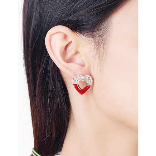 LRC Anting Fashion Red Love Diamond Earrings