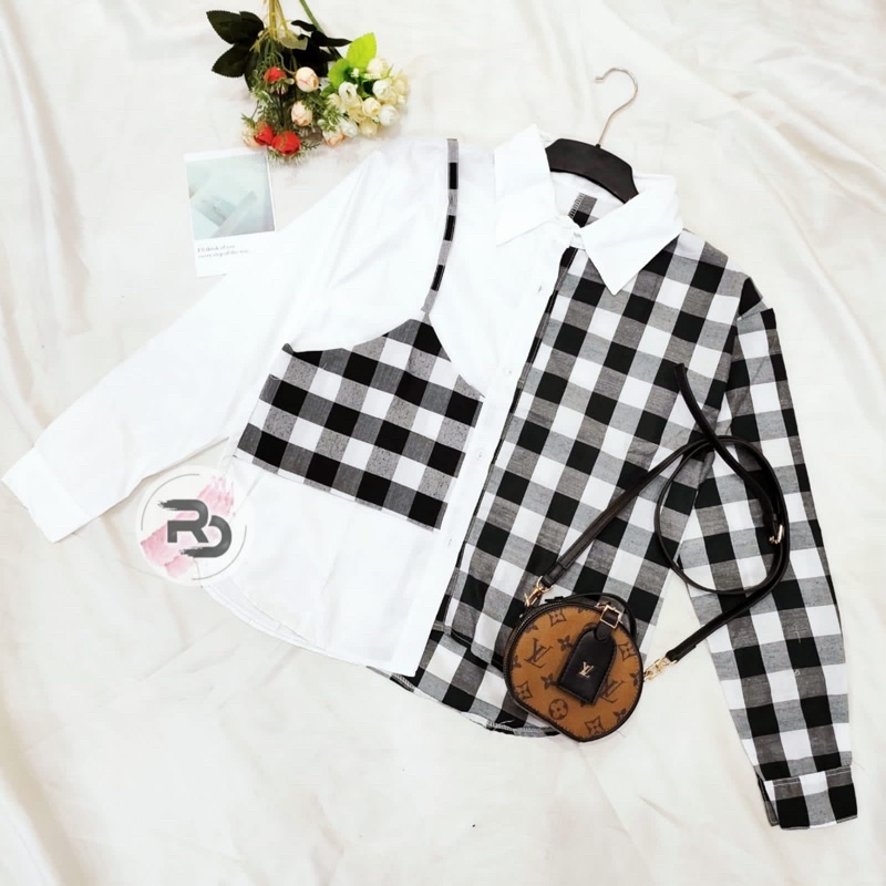 RD FASHION Lucky Blouse / Chess Playfull Assymetrical Top / Blouse Wanita