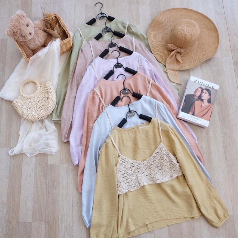 [HOT SALEEEE PROMO] WINNI VINTAGE BLOUSE // ATASAN IMPORT BLOUSE KOREA ROMPI SET / KOREAN TOP BLOUSE