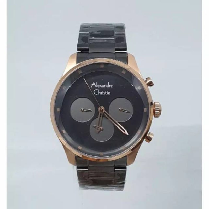 Jam Tangan Alexandre Christie AC6513 Original Hitam Rose Gold