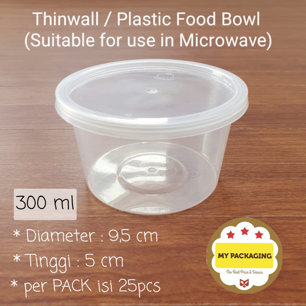 Mangkok Plastik 300ml / Thinwall 300 ml DATAR FLAT- 25buah BPA FREE