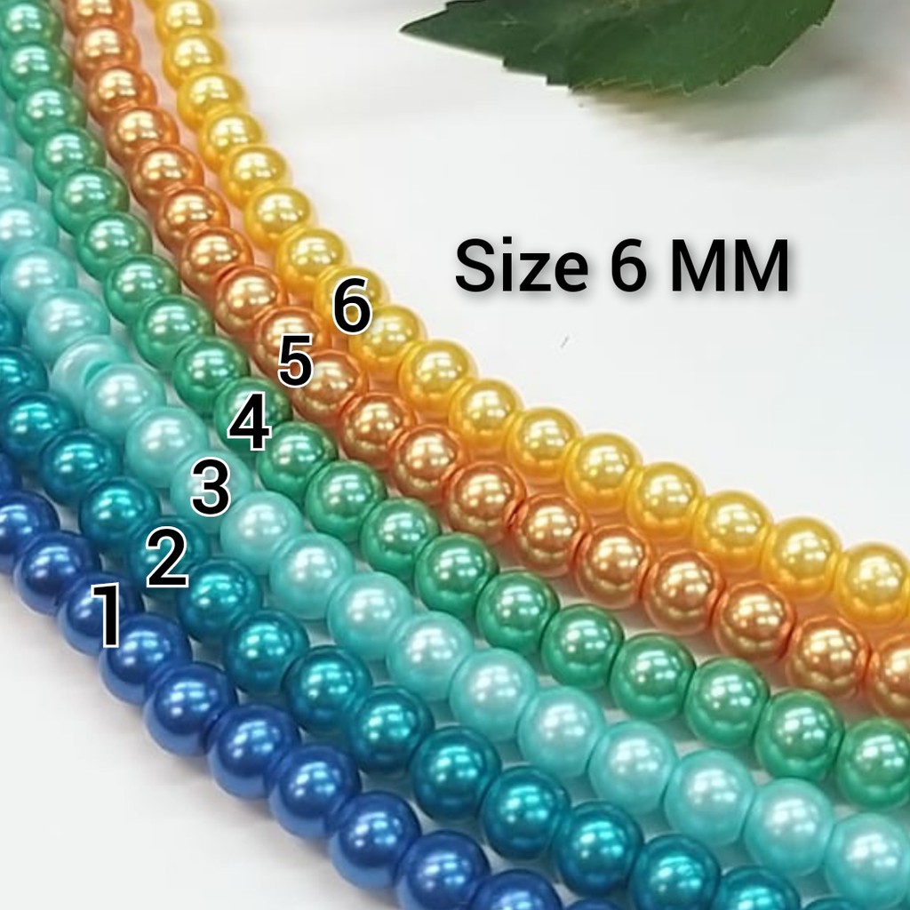 1 RENTENG - (6MM - 10 MM) MUTIARA RENTENG WARNA | MUTIARA UNTAI BAHAN KILAP