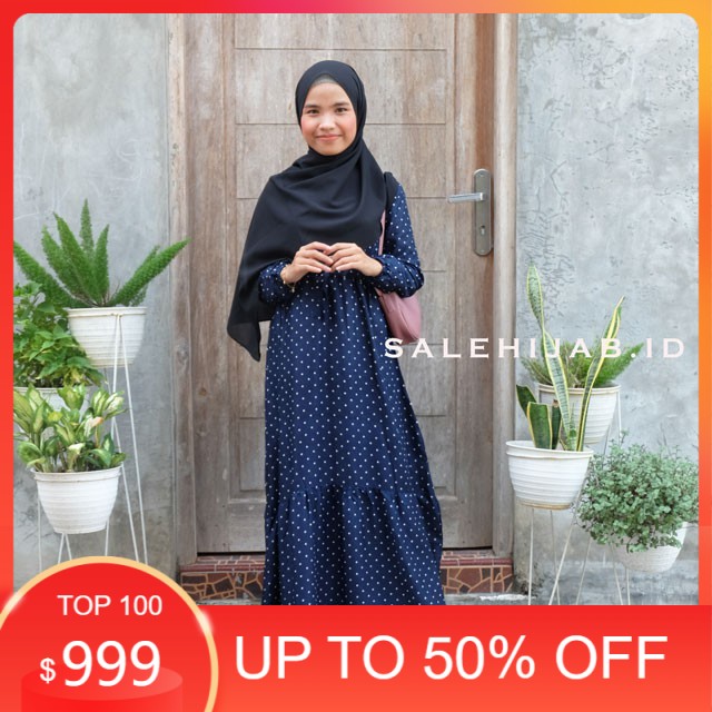 MURAH GAMIS RAYON POLKADOT 100%ORI