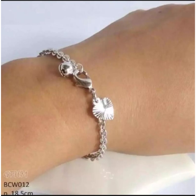 gelang tangan nuri silver set cincin anti luntur dan anti karat perhiasan wanita titanium