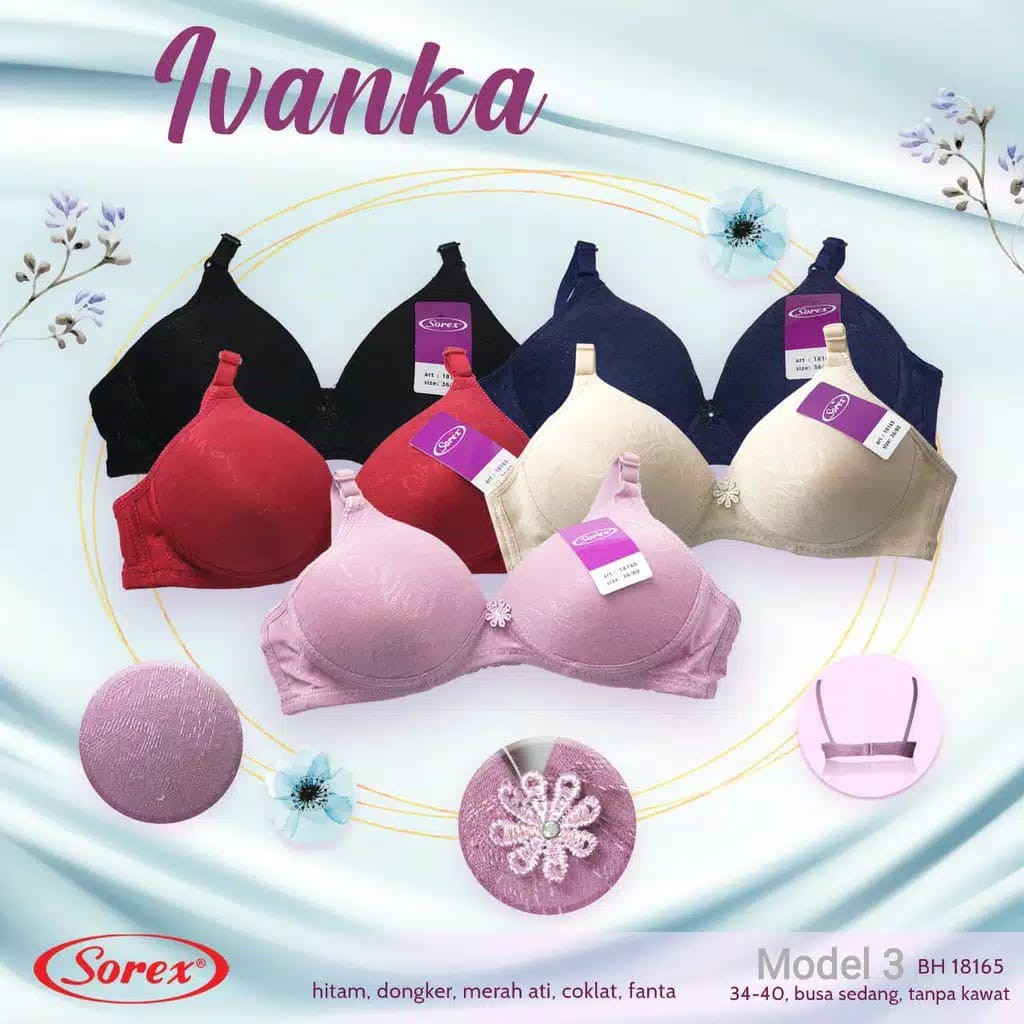 gos BH SOREX BRA Tanpa Kawat Busa Sedang Daleman Wanita Ukuran 34-40 100% Original - Sorex1