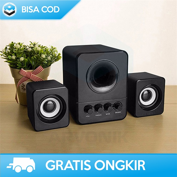 SUBWOOFER SPEAKER STEREO 2.1 TAFFWARE SUPER BASS USB 3W MODERN DESIGN