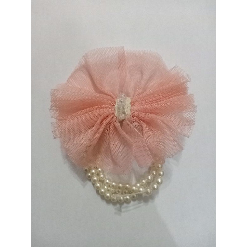 Karet Rambut Mutiara Hiasan Gelang Tangan Peach Pink