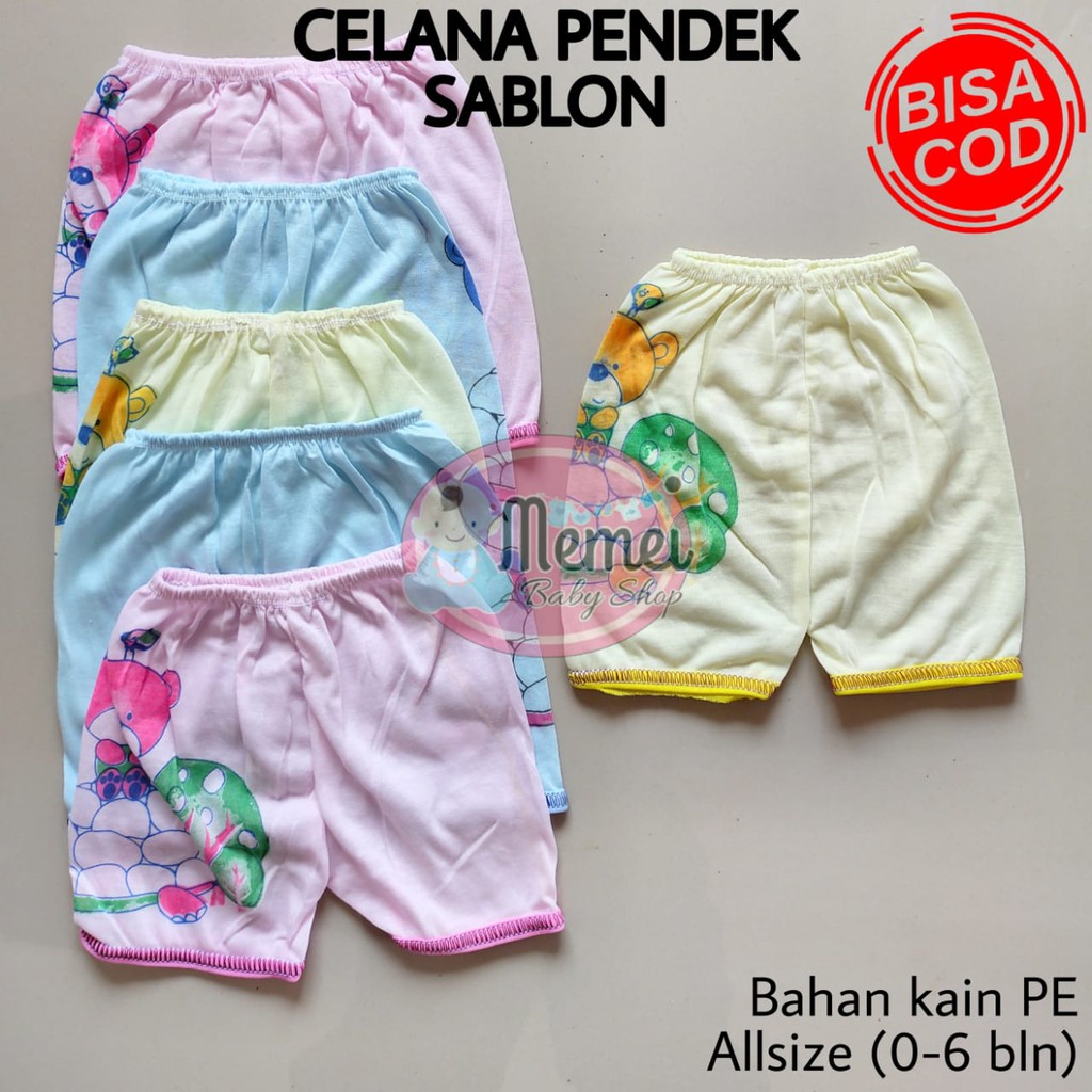 1 LUSIN (12 pcs) Celana bayi pendek WARNA SABLON grosir murah bagus