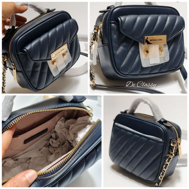 Tas MK Rose Small Top Handle Crossbody navy ghw sz 18x13x8cm
