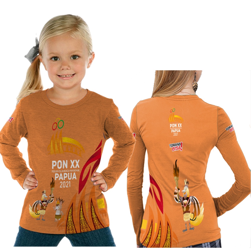 TiniShop - Kaos Anak Pon Papua Lengan Panjang / Kaos Printing Pon Papua 2021
