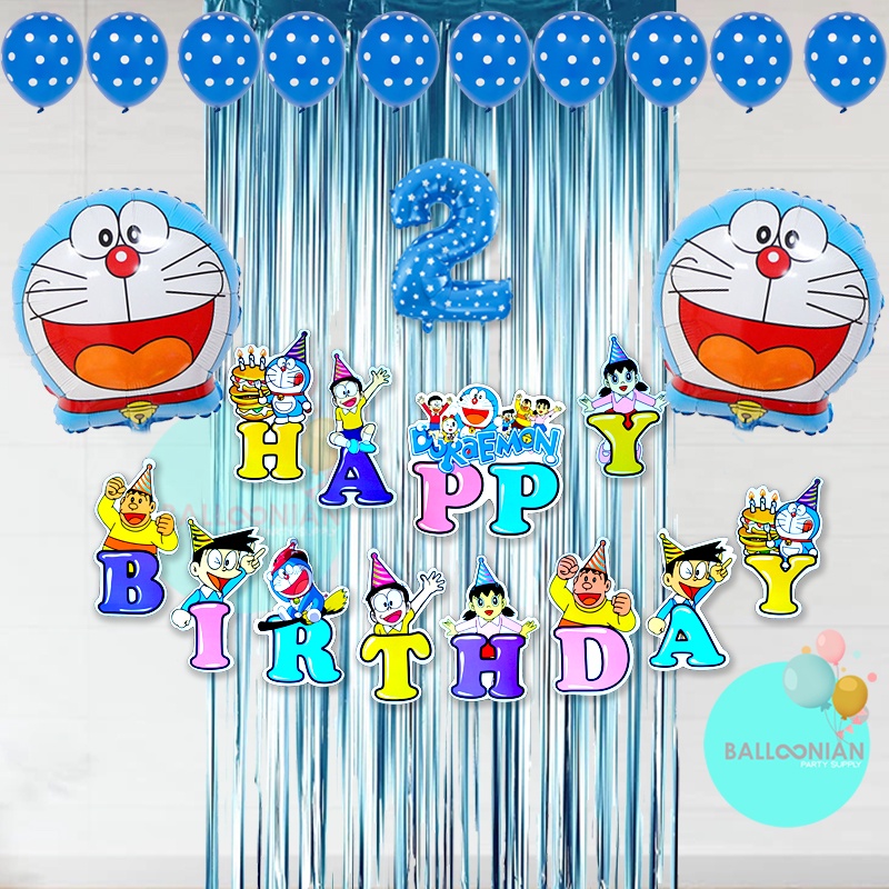DORAEMON SIMPLE DEKORASI SET/BALON FOIL/DEKORASI ULANG TAHUN ANAK/PAKET BALON ULTAH