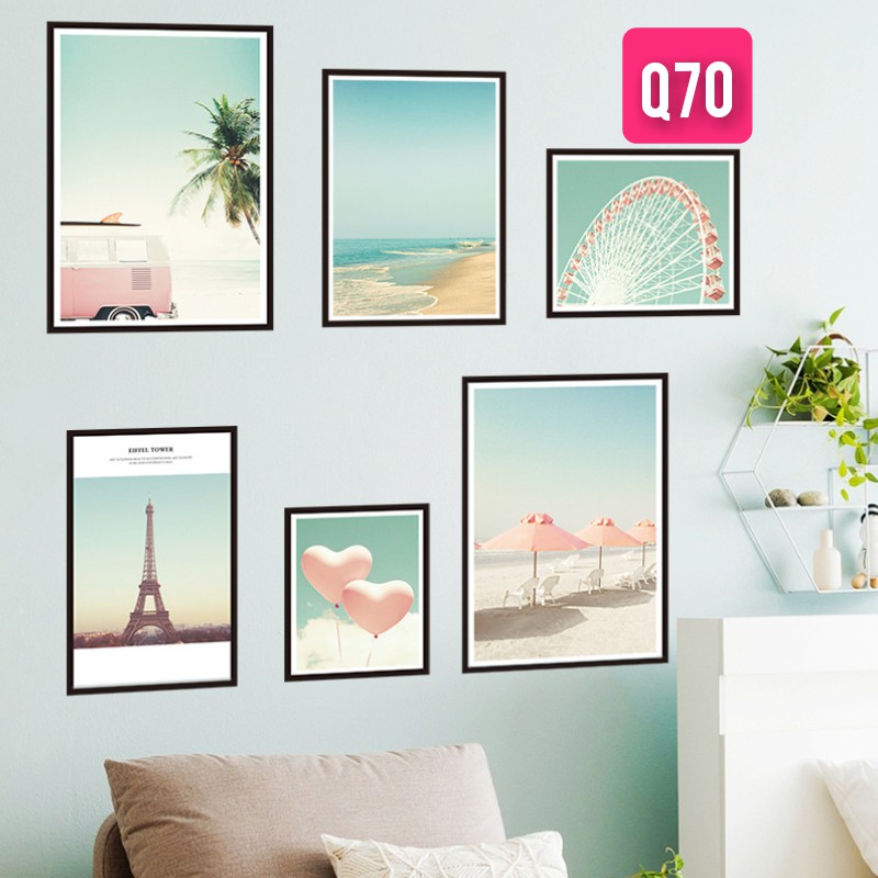 STIKER DINDING KAMAR ANAK WALLSTICKER MODERN Q 70 71 72 73 74 75 FRAME MINIMALIS MODEL PARIS PANTAI