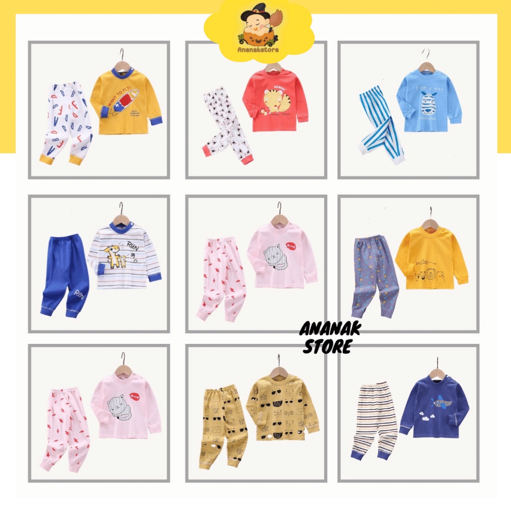 Baju bayi 6-24 bulan / baju tidur bayi / piyama bayi / setelan lengan panjang bayi murah