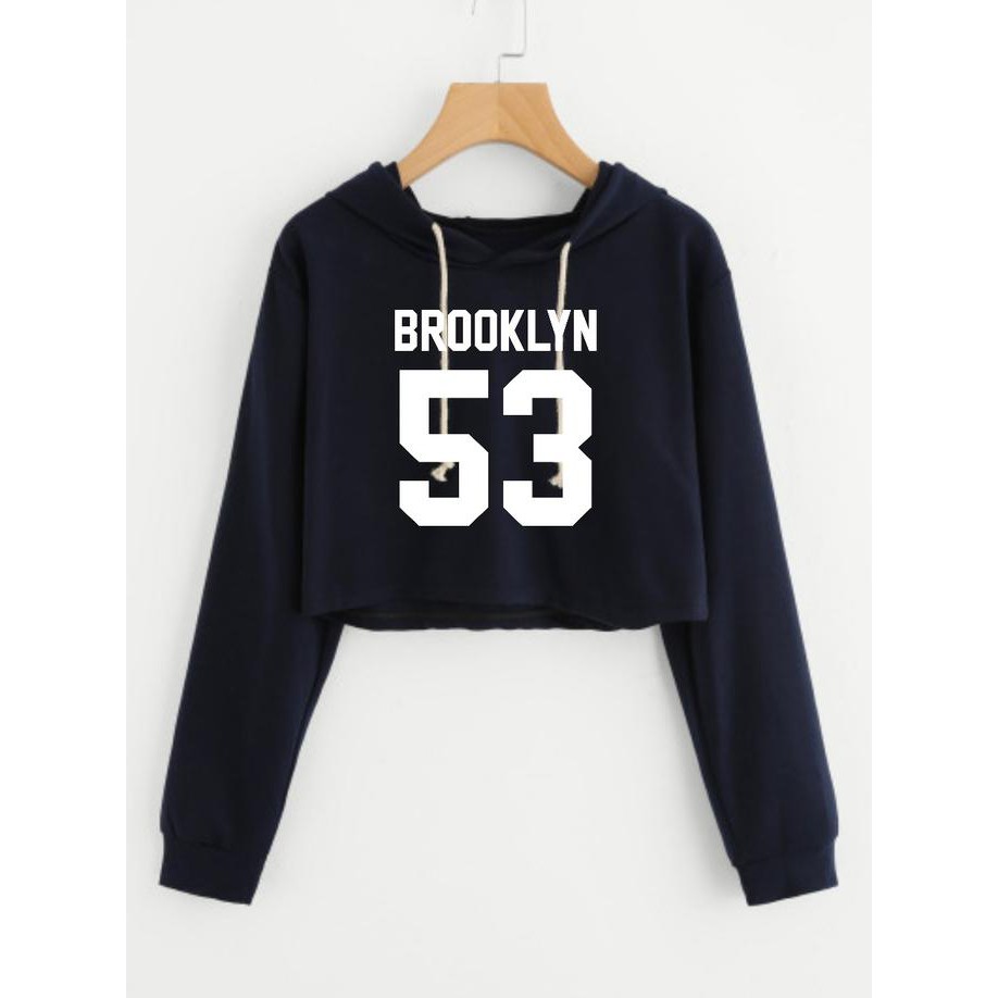 Sweater Crop Topi Brooklyn 53 Baby Terry/Black/Marron/Hijau Army - Hitam