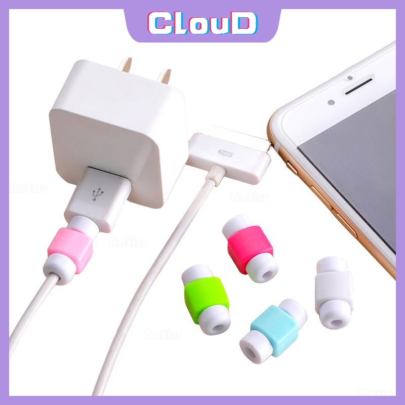 1pc / 5pcs Pelindung Kabel Data USB Warna Permen Untuk iPhone / Android