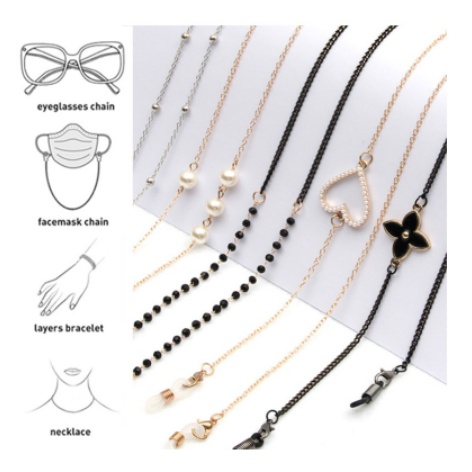 LITTLE MOLLY | Tali Kacamata Kalung Rantai Masker Strap Masker Hijab Kalung Masker Hijab Premium