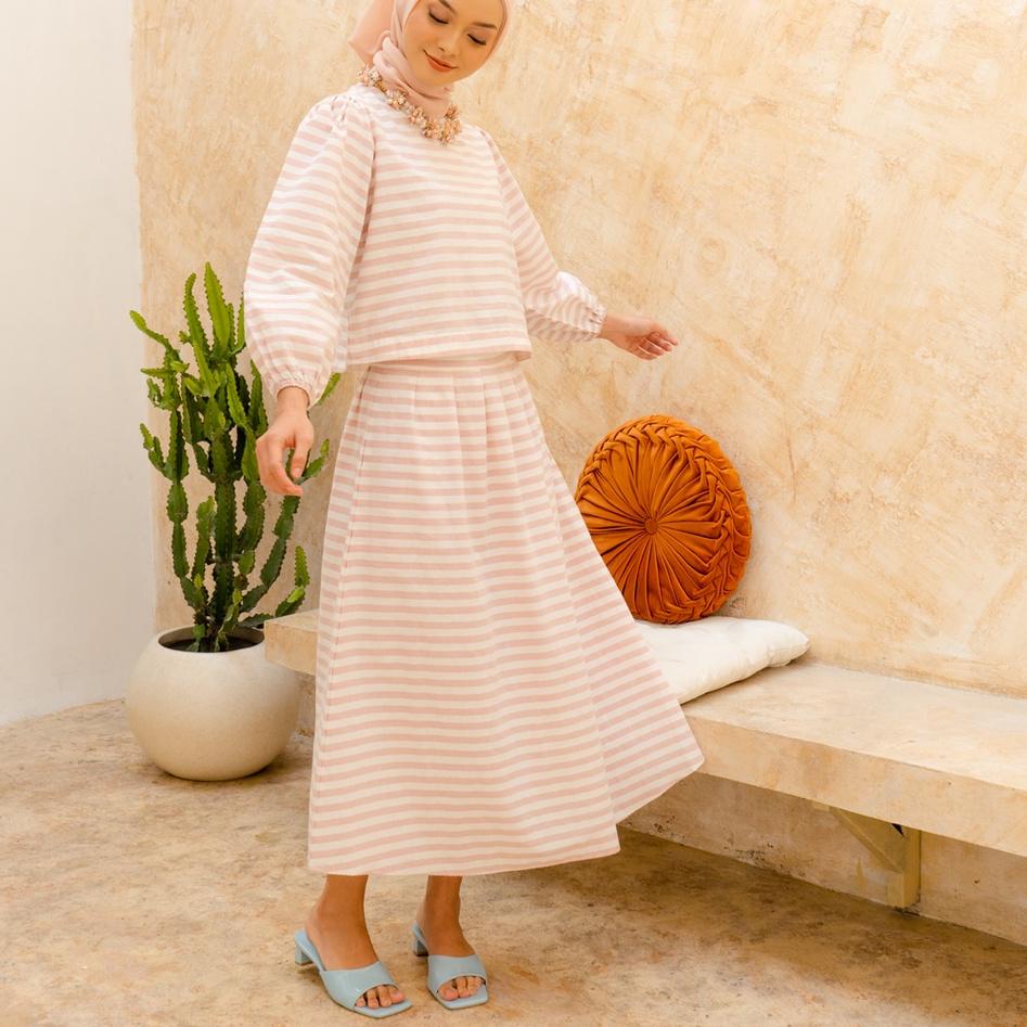 LANGSUNG KIRIM.. HijabChic Joyce Pink Stripe Set