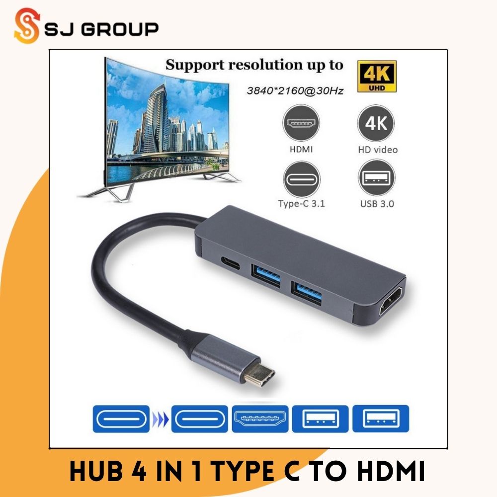 High Speed USB C HUB 4 in 1 Adapter Type C Dock Station to USB 3.0 Adaptor PD Fast Charge HDMI