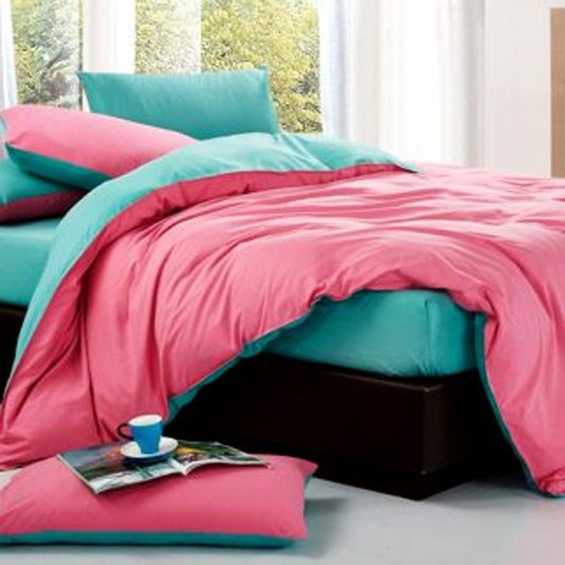 VL - COD MURAH BED COVER SET SPREI WARNA BIRU PINK FANTA BAHAN KATUN POLOS HALUS DENGAN DAKRON 7OZ TEBAL