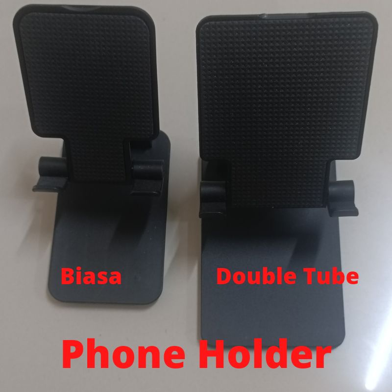 Big Stent holder folding black universal portable double tube for tablet tab dan phone holder standing besar lipat kuat lebih berat