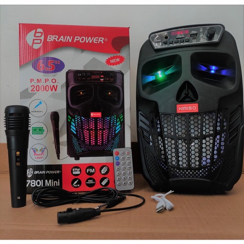 Speaker Karaoke BRAIN POWER Uk 6,5&quot; model Tengkorak QS-7801 - Speaker Bluetooth