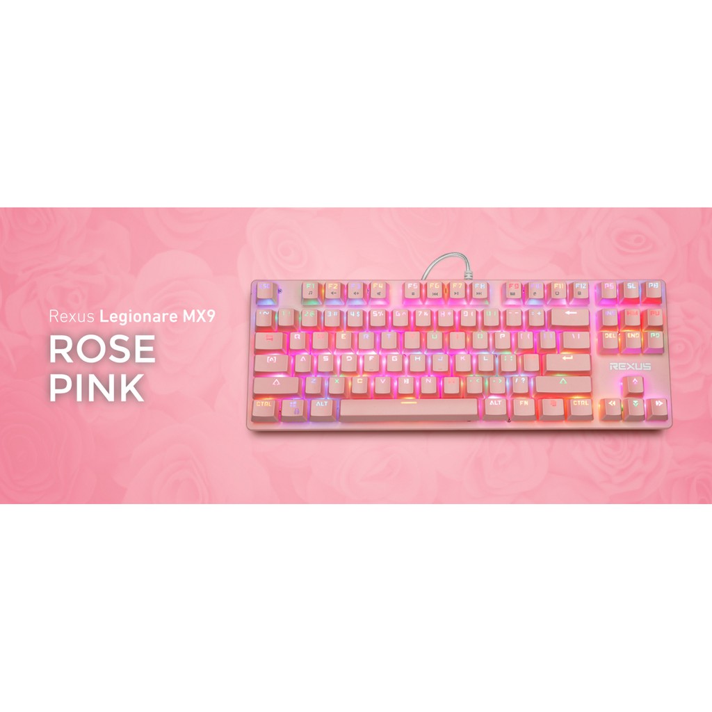 Keyboard Gaming Mechanical Rexus Legionare MX9 RGB LED-Merah Muda