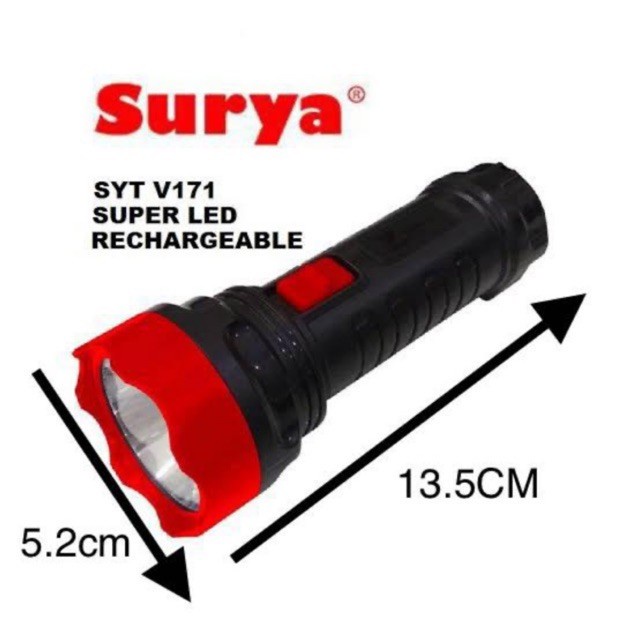 Surya Senter Led Mini Emergency Flashlight SYT-V171 0.5 Watt Super LED Rechargeable