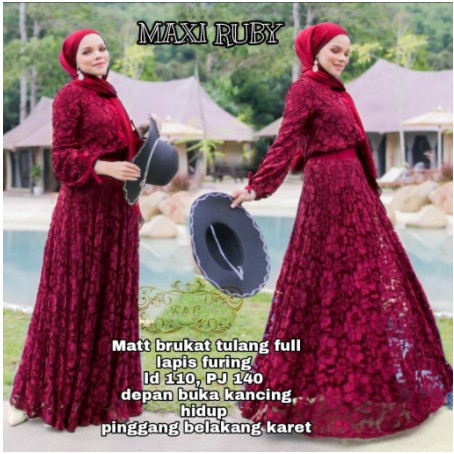 Baju Gamis Muslim Terbaru 2021 Model Jumbo Baju Pesta Wanita kekinian Bahan Brukat Kondangan remaja