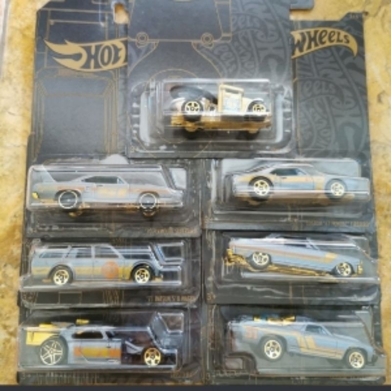 Hot Wheels 50th Anniversary Satin Gold Series Datsun 510 Wagon Pontiac Fire bird Plymouth Super