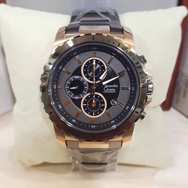 Jam Tangan Pria Alexandre Christie AC 6141 Black Grey  Rosegold