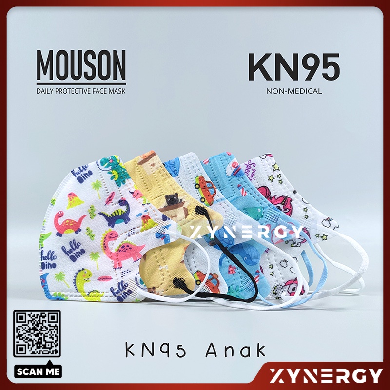 Masker Mouson KN95 Anak 5ply Masker Non Medis 5 Ply Sekali Pakai