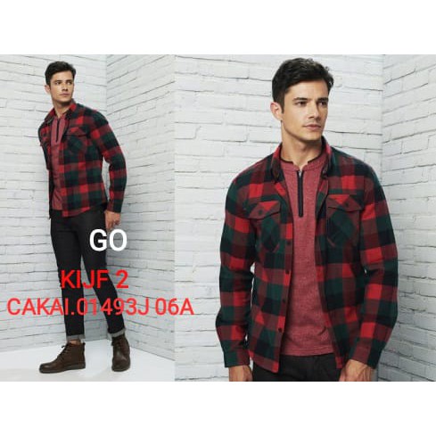 gos KIJF CARDINAL KEMEJA SLIMFIT Pakaian Atasan Pria Hem Casual Santai Motif Original Lengan Panjang