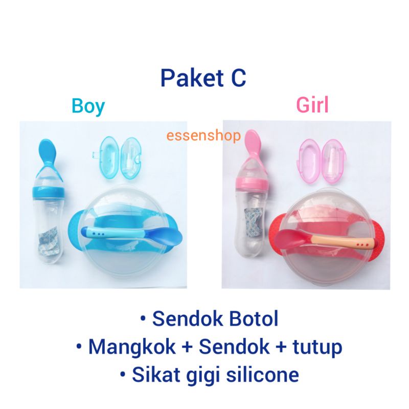 Feeding Set peralatan Makan Bayi Sendok botol Mangkok sendok silicone bayi C