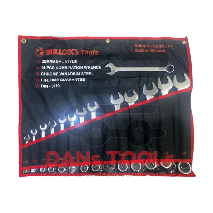 Kunci Ringpas INCHI Set 14 Pcs BULLOCKS - Kunci Ring Pas Set 14pc