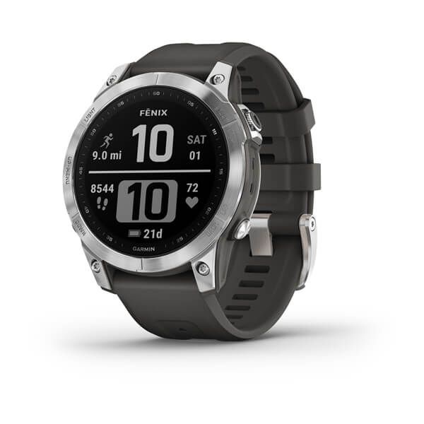 Garmin Fenix 7 Silver w/ Graphite Silicone Band - Garansi Resmi TAM 2 Tahun