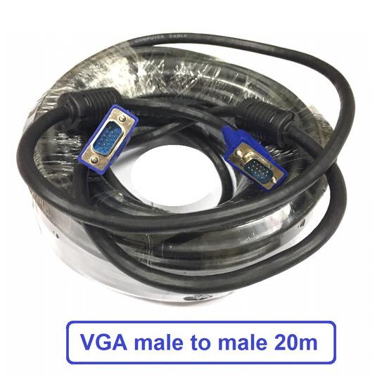 Kabel Vga 20M Original - Vga Cable Wire Konektor Male To Male 20 Meter