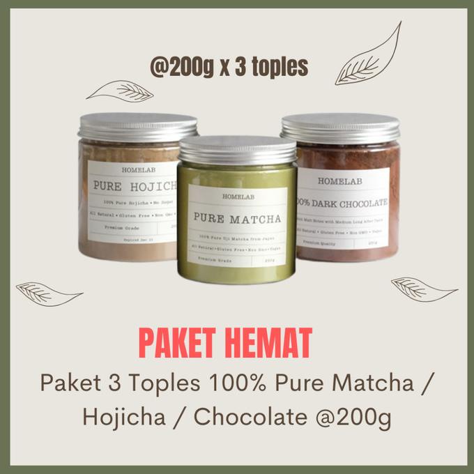 

[COD] PAKET 200g - 100% PURE UJI MATCHA, PURE HOJICHA & 100% DARK CHOCOLATE [COD]