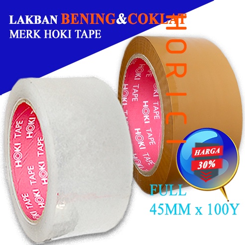 Murah Super Clean FULL 45mmx90Y 45mmx100Y  LAKBAN BENING dan Coklat hoki tape/ isolasi