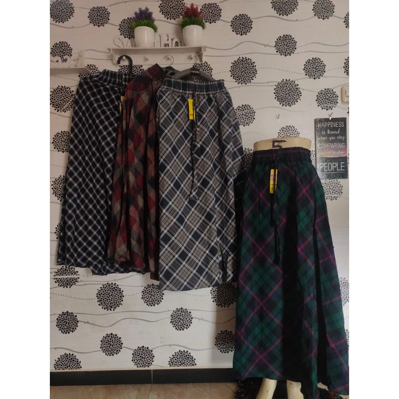 ROK FLANEL IMPORT PANJANG/ROK TARTAN/ROK KOTAK COD ROK TARTAN PLISKET / ROK TARTAN JUMBO KOREAN STYLE / ROK BENTUK A / ROK SEMI WOLL