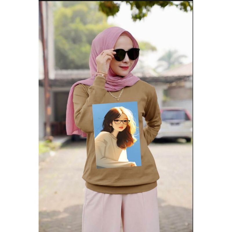 baju lengan panjang wanita unggulan CUTE GIRL kaos disteo keren