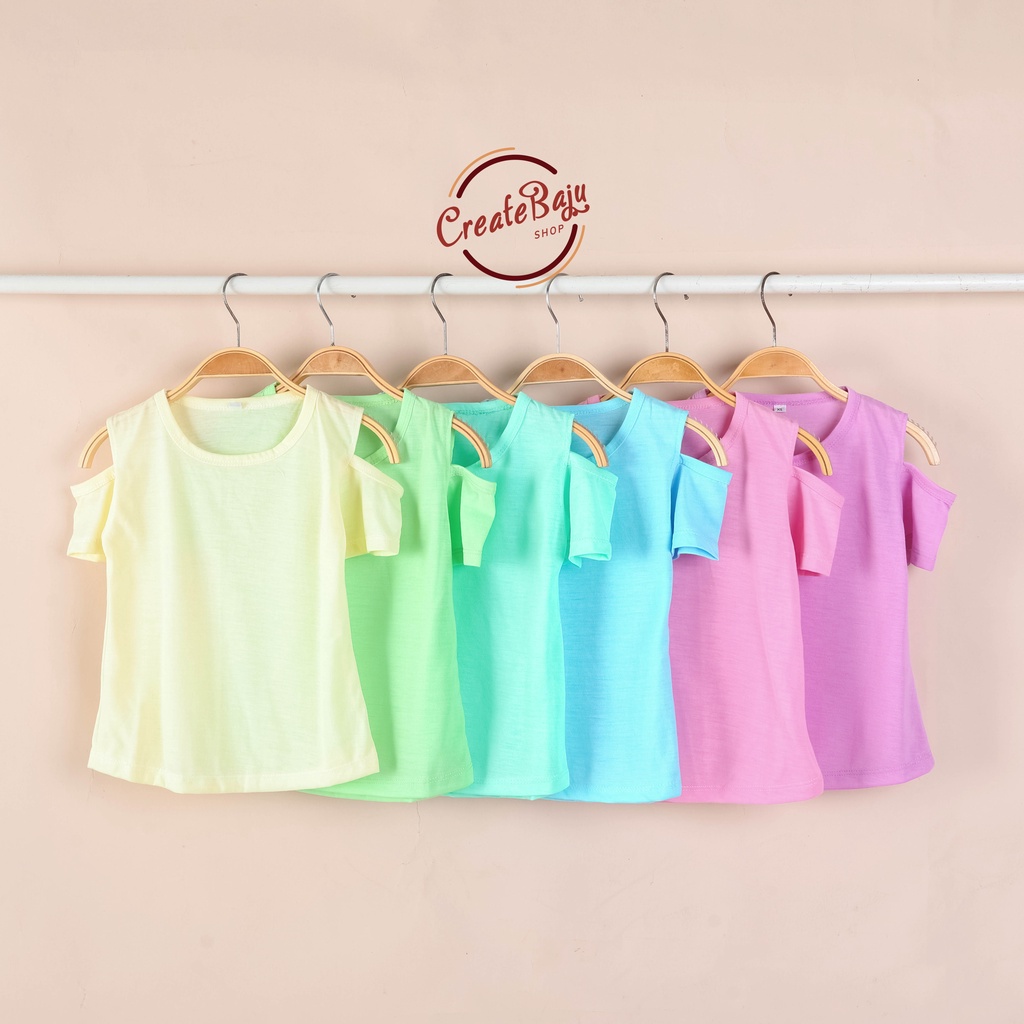 KAOS SABRINA ANAK CEWEK 1-4 TAHUN RUFFLE TEE MODEL SABRINA POLOS TERMURAH BAJU ATASAN ANAK CEWEK