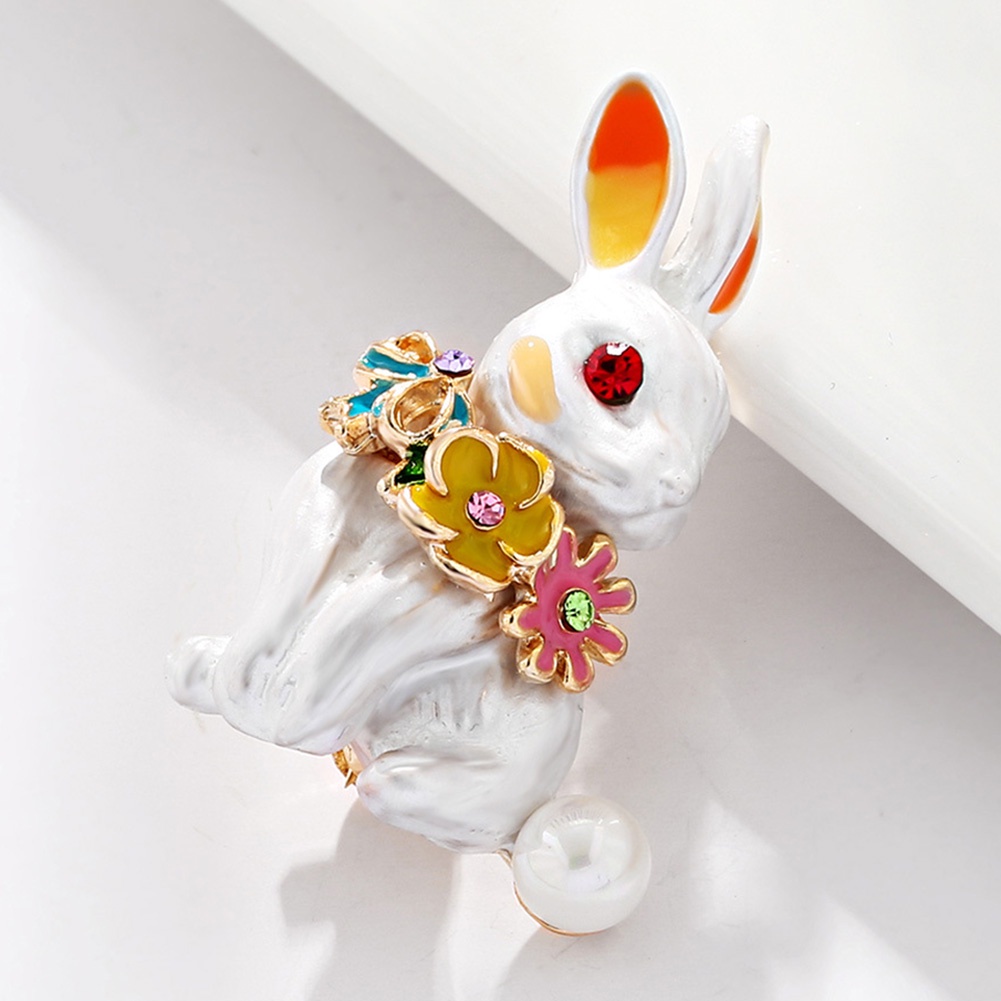 Bros Pin Enamel Bentuk Kelinci Aksen Berlian Imitasi Untuk Wanita