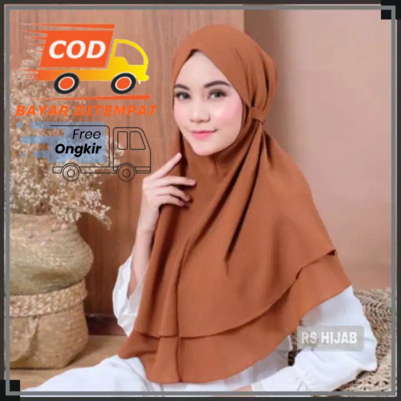 HIJAB BERGO MARYAM 2 LAYER DIAMOND PREMIUM KHIMAR JILBAB INSTANT TALI KERUDUNG DUA LAYER NON PET