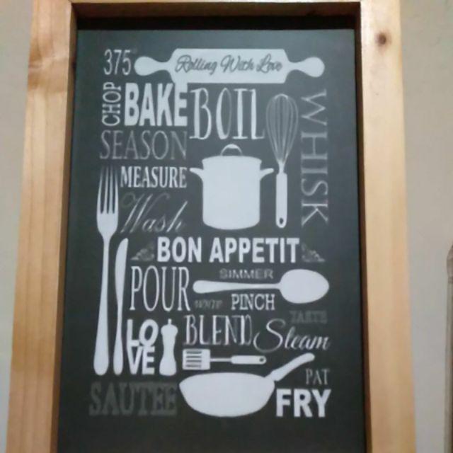 Kh18 - Hiasan Dinding Dekorasi Rumah Frame Bingkai Kayu Quotes Kitchen Cafe Vintage Blackboard